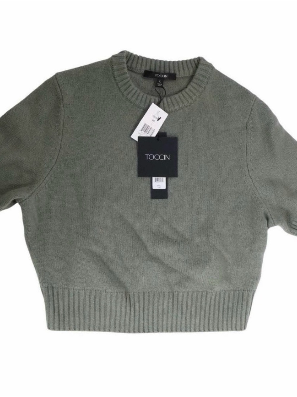 TOCCIN Women's Olive Cashmere Crewneck Sweater (NWT)